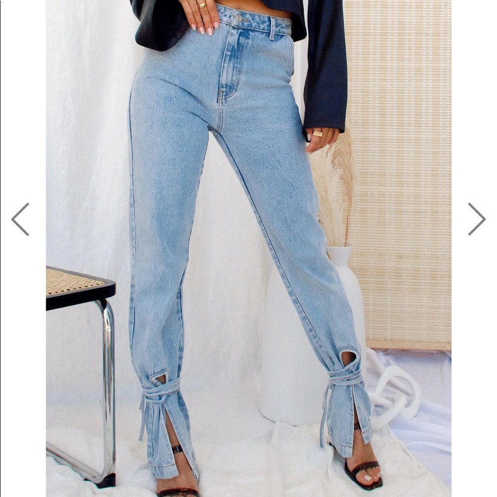12th Tribe High Waist Tie Ankle Jeans NWT!